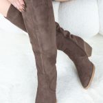 Wysokie kozaki damskie zamszowe casual Czekoladowe – Orivane 2