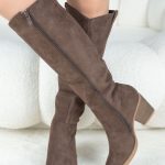 Wysokie kozaki damskie zamszowe casual Czekoladowe – Orivane 5