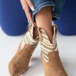 Kowbojki boho z elastyczną wstawką Camelowe – Palivra 3