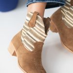 Kowbojki boho z elastyczną wstawką Camelowe – Palivra 4