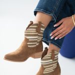 Kowbojki boho z elastyczną wstawką Camelowe – Palivra 2