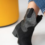 Kowbojki boho z elastyczną wstawką Czarne – Palivra 4