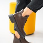 Botki damskie z broszką Czekoladowe – Inselira 3