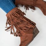 Kowbojki z frędzlami w stylu western Czekoladowe – Kalivora 3