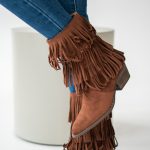 Kowbojki z frędzlami w stylu western Czekoladowe – Kalivora 2