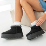Niskie botki zamszowe z dzianinową cholewką Czarne – Meliora 2