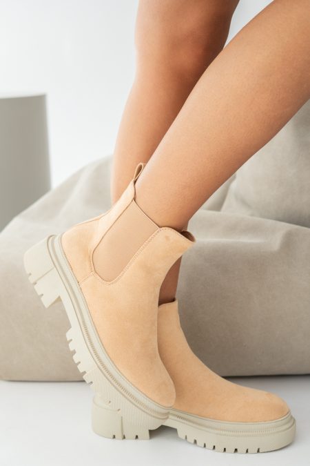 Damskie sztyblety na co dzień Camelowe – Rubivane 1