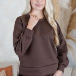 Bluza z naszywką 100% natural + spodnie ze ściagaczami Czekoladowy – Naturynne 6