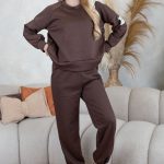 Bluza z naszywką 100% natural + spodnie ze ściagaczami Czekoladowy – Naturynne 7