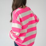Bluza w paski oversize Różowy – Olivarra 4