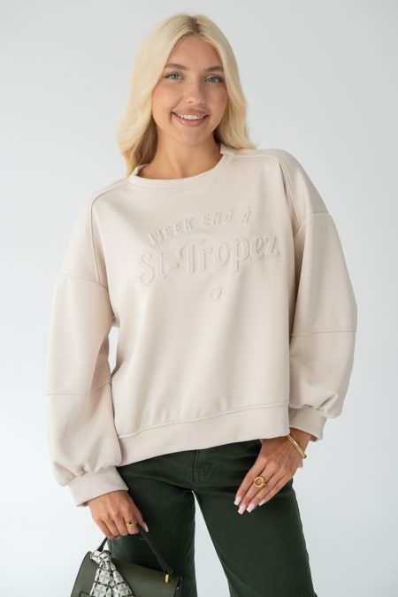 Bluza z napisem St. Tropez Beżowy – Melirra 1