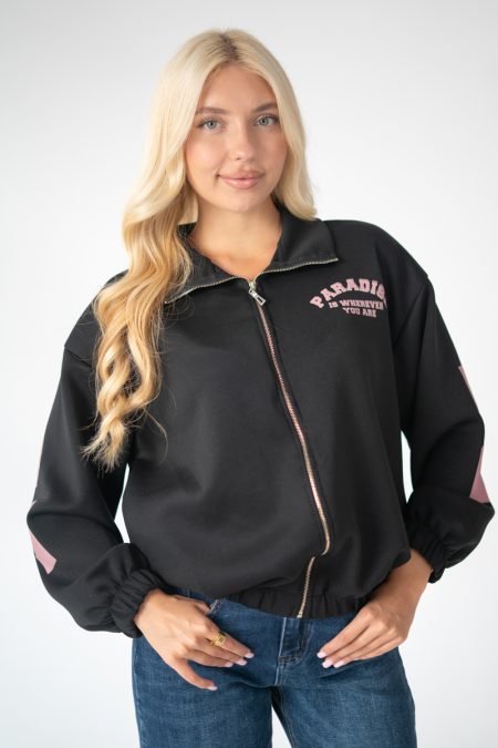 Bluza rozpinana z kołnierzem Czarny – Paradise 1