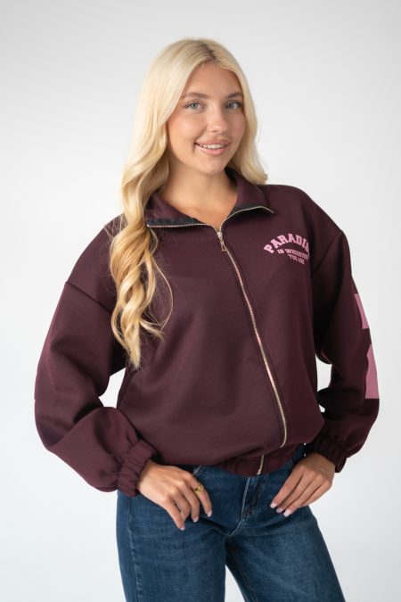 Bluza rozpinana z kołnierzem Śliwkowy – Paradise 1