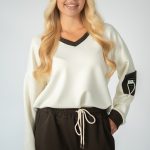 Bluza w serek i spodnie Czekoladowy - Choivra 2