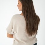 Sweter damski z krótkim rękawem Beżowy – Anveline 4