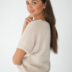 Sweter damski z krótkim rękawem Beżowy – Anveline 3