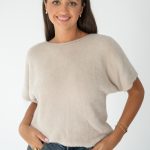 Sweter damski z krótkim rękawem Beżowy – Anveline 1