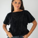 Sweter damski z krótkim rękawem Czarny – Anveline 1