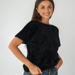 Sweter damski z krótkim rękawem Czarny – Anveline 2