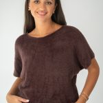 Sweter damski z krótkim rękawem Czekoladowy – Anveline 1