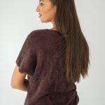 Sweter damski z krótkim rękawem Czekoladowy – Anveline 4