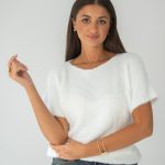 Sweter damski z krótkim rękawem Biały – Anveline 2