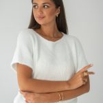 Sweter damski z krótkim rękawem Biały – Anveline 1