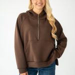 Bluza z zamkiem do połowy Czekoladowy – Avyrose 1