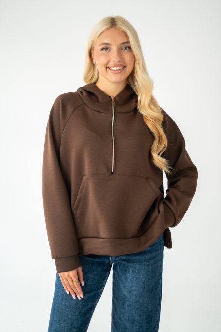 Bluza z zamkiem do połowy Czekoladowy – Avyrose 1