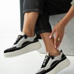 Sneakersy zamszowe na platformie Czarne – Riseora 2