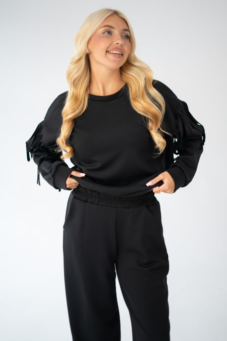 Bluza i spodnie z frędzlami Czarny – Frendyssa 1