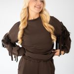 Bluza i spodnie z frędzlami Czekoladowy – Frendyssa 2