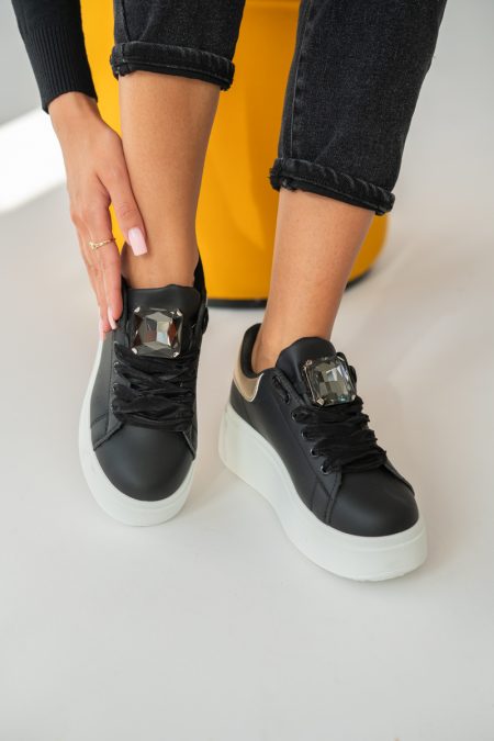 Sneakersy klasyczne z metalicznymi wstawkami Czarne – Fenirae