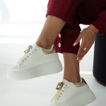 Sneakersy klasyczne z metalicznymi wstawkami Białe – Fenirae 2