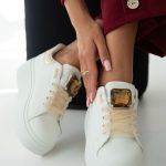 Sneakersy klasyczne z metalicznymi wstawkami Białe – Fenirae 1