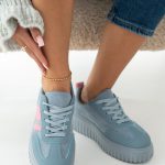 Sneakersy na grubej podeszwie w stylu retro Błękitne – Lysandra 4
