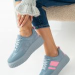 Sneakersy na grubej podeszwie w stylu retro Błękitne – Lysandra 3