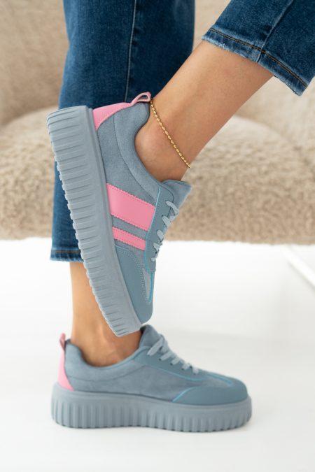 Sneakersy na grubej podeszwie w stylu retro Błękitne – Lysandra 1