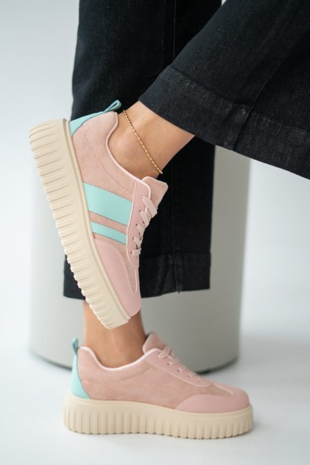 Sneakersy na grubej podeszwie w stylu retro Różowe – Lysandra