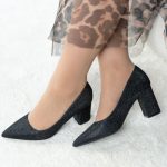 Czółenka z brokatowym obcasem Czarne – Glitterelle 5