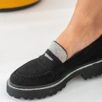 Eleganckie mokasyny damskie z cyrkoniami Czarne – Shyvarra 2