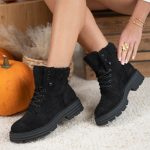 Trapery na grubej podeszwie z futerkiem Czarne – Calirene 5