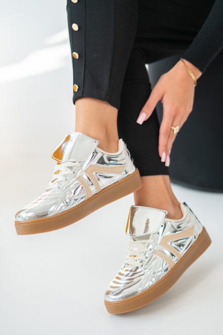 Metaliczne sneakersy Srebrne – Luminara