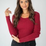 Sweter z okrągłym dekoltem Bordowy – Rondyssa 3