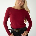 Sweter z okrągłym dekoltem basic Czerwony – Knitelle 2