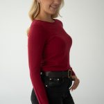 Sweter z okrągłym dekoltem basic Czerwony – Knitelle 4