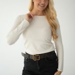Sweter z okrągłym dekoltem basic Biały – Knitelle 2