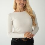 Sweter z okrągłym dekoltem basic Biały – Knitelle 1