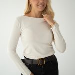 Sweter z okrągłym dekoltem basic Biały – Knitelle 3