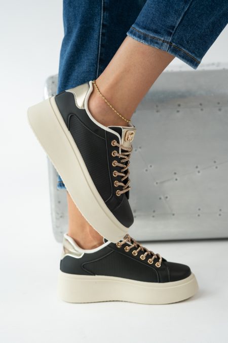 Sneakersy ze zdobionymi sznurówkami Czarne – Quinara 1